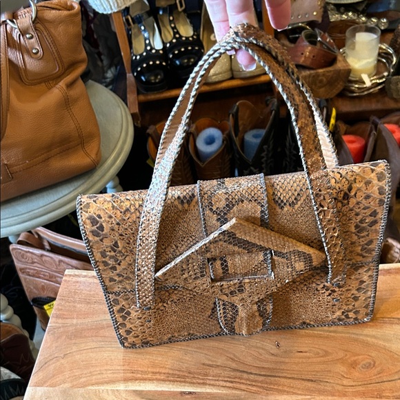 Vintage Tan Snakeskin Handbag - Picture 7 of 7